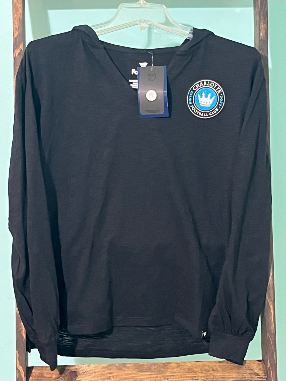 Fanatics Black Long-Sleeve Shirt with Blue Charlotte Patch
